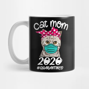 Cat Mom 2020 Quarantined Cat Lover Cat Wearing Mask Mug